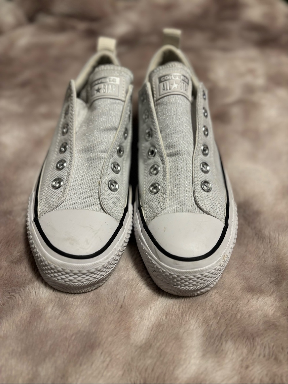 Converse All Star Slip On Sneakers White Womens Size 8.5 Canvas Shoes